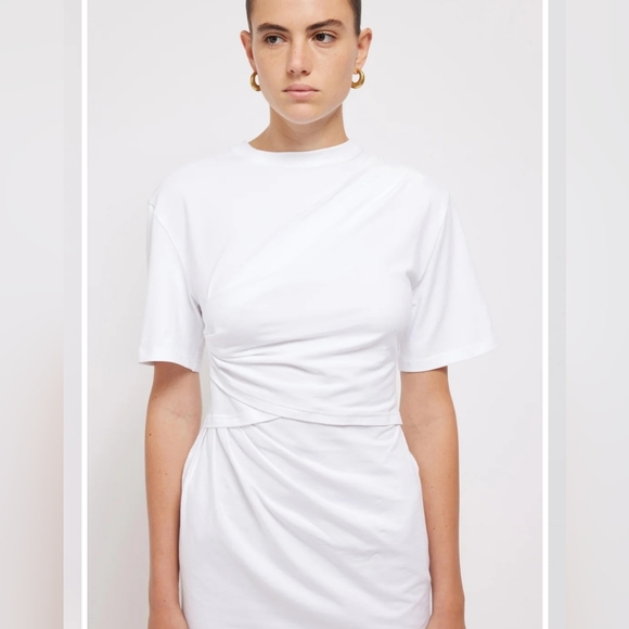 Simkhai Zeus Black Dress Sz L Subtle Ruching Figure Enhancing Spring 2024 - Picture 3 of 11